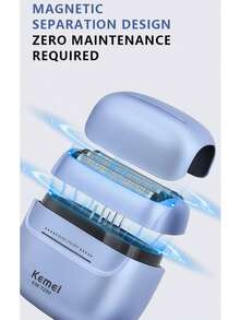 Kemei 1 máy cạo râu điện mini cầm tay KM-T290 dành cho nam, máy cạo râu chuyên nghiệp chống nước, sạc nhanh USB, thời lượng pin lâu dài, công tắc trượt, lưới cạo râu từ tính chính xác, 5 đầu tỉa râu tốc độ cao, hộp quà tặng. - Nhiều màu - Xem 8