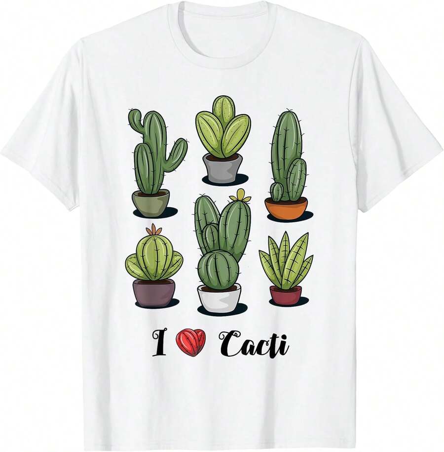 Camiseta estampada 2026I Love Cacti Cactus Cactuses T-Shirt,Camisetas para hombre, camisetas para mujer, camisetas modernas para el día a día, camisetas del Mundial 2026, camisetas estampadas, ropa de Pascua, regalos para fans del anime. - Blanco - Ver 1
