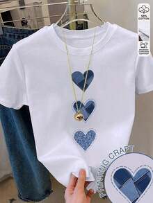 Camiseta de manga corta con cuello redondo, estampado floral, de uso casual y versátil para uso diario - Blanco 9 - Ver 1