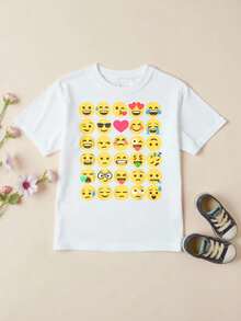 Camiseta con conjunto de emoticonos, Playera de niño - Blanco - Ver 1