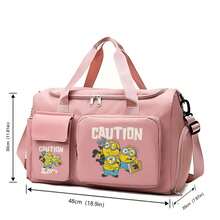 Miniso 小黄人健身旅行包 - “CAUTION” 团体印花，粉色运动旅行随身包，适合过夜旅行和健身 - 粉色 - 查看 5