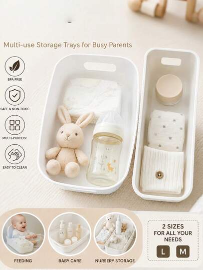 Bộ 6/10 hộp đựng đồ dùng cho bé, màu trắng/trắng ngà, hộp chia ngăn, hộp nhựa đựng đồ dùng trong ngăn kéo phòng trẻ sơ sinh, thích hợp để đựng tất, yếm, phụ kiện tóc, đồ dùng vệ sinh cá nhân, ốp điện thoại và đồ trang trí đầu giường, thiết kế tối giản và tươi mới, tiết kiệm không gian.