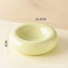 Large-Sized Doughnut-Shaped Ceramic Pet Bowl - Fashionable Snack And Water Bowl. Large-Capacity Non-Tip-Prone Simple Cat Food Bowl - Easy To Clean - Suitable For Small To Medium-Sized Pets - Wide-Edge Spill Prevention Design - Beautiful Pet Food Bowl - 100ml - View 9