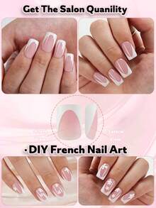 160pcs Square Dark Color French Manicure Nail Stickers, Pink & White French Gel Nail Stickers, Matte French Nail Stickers, Soft Gel Nail Stickers, These Durable Nail Stickers Come In 16 Sizes For DIY, Suitable For Women And Nail Salons Nails - Pink - View 4