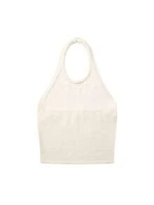 New Spring/Summer Spaghetti Strap Camisole, Sexy Breathable Fitted Slim Knit Tank Top - Apricot - View 5