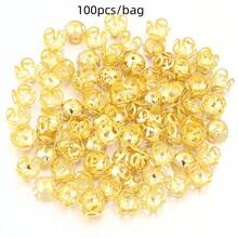 100 hạt trang trí hình hoa bằng sắt, mặt dây chuyền, phụ kiện làm trang sức cho nữ, vòng cổ, vòng tay, bông tai, đồ trang sức tự làm thời trang và thanh lịch. - Hạt đệm hình hoa - Xem 9