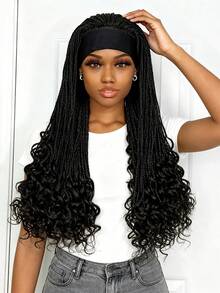 A ANYTIME Fashionable Woven Braid Wig, Long Thin Corn Braid With Wavy Ends, Easy To Wear, Perfect For Daily Use - Multicolor - View 15