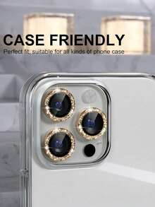 3pcs Camera Lens Protector Film, Compatible With IPhone 17 Pro Max/17 Pro/17 Air/17/16 Pro Max/16 Plus/16E/15 Pro Max/14/13/12/11, 9H Tempered Glass Camera Cover Screen Protector, Metal Ring Decorative Accessory (Gold) - Gold - View 3