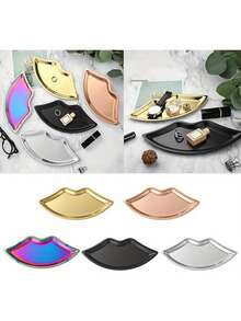 1pc Lip-Shaped Jewelry Tray | Unique Fashion Vanity, Bedroom, Living Room, Wedding Storage Organizer | Suitable For Storing Rings, Necklaces, Lipsticks And Cosmetics | Multiple Colors Available - Multicolor - View 3