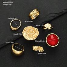 7/16pcs Geometric Shape Ring Set, Elegant Luxury Mixed Styles, Couple Rings For Party, Wedding, Daily Wear, Fashion Jewelry Gift, Random Assortment - Gold - View 4