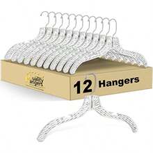 Quality Heavy Duty 17" Clear Crystal Plastic Hangers - 12 Pack Crystal Suit Hangers - 12 Pack - Perchas de vidrio para traje  Paquete de 12 - Ver 1