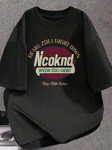 Women's Short-Sleeved T-Shirt With A Crew Neck And Print, Made From Pure Cotton. Featuring A Classic, Minimalist Crew Neck Design, It's Easy To Style And Flatters All Body Types. An Ideal Choice For Dates, Daily Commutes, And Casual Outings. - 黑色 - 查看 8