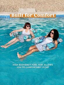 1/2pcs Inflatable Water Seat Chair, Leisure Recliner Floating Bed, Canvas Sofa, Foldable Dual-Use Backrest Floating Mat, Portable Beach - 彩色 - 查看 5