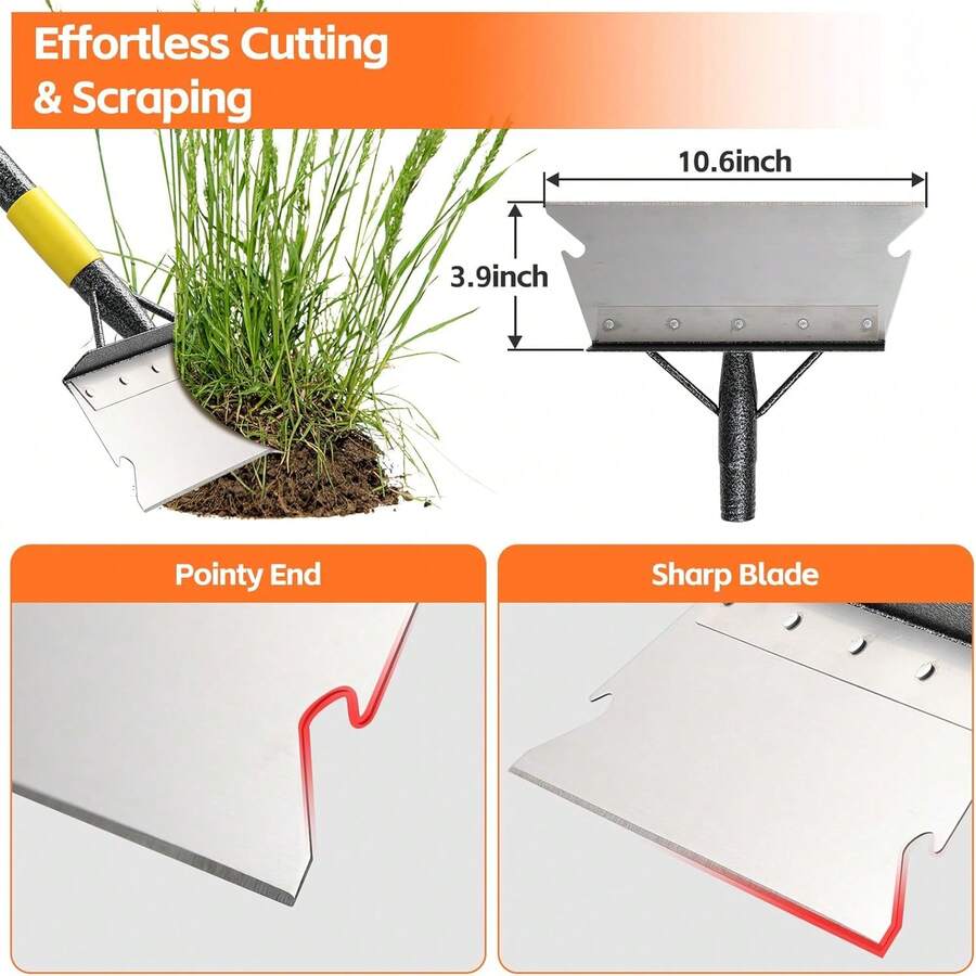 Arden Shovel, Weeding Tool, Multifunctional Garden Cleaning Shovels, 72 Inch Floor Scraper Long Handle, Heavy Duty Metal Flat Spade For Lawn Edging, Crack Weeding, Ice Breaking & Snow Removal - 72" - View 1