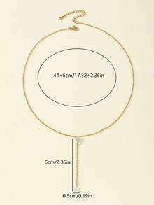 1 Set 2pcs Golden Stainless Steel Water Drop Naked Diamond + 0.5 Flat Cross, 0.5 Flat Cross Round Naked Diamond + Water Drop Naked Diamond Y-Shaped Chain - Gold - View 11