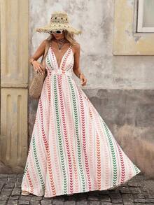 MEXBrillora Vestido sin mangas de cuello en V con estampado total para vacaciones de verano de mujerMEX RZIJ - Multicolor - Ver 4