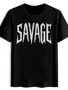 Camiseta Casual de Verano para Hombre con Estampado de Letras "" - Negra, Manga Corta, Cuello Redondo, Tela Ligera y Transpirable, Camiseta para Uso Diario| Impresión de Letras en Negrita| Ajuste Cómodo, Camiseta de Hombre Talla XXXXL, Camiseta para Hombre, Camiseta para Hombres - Negro - Ver 6
