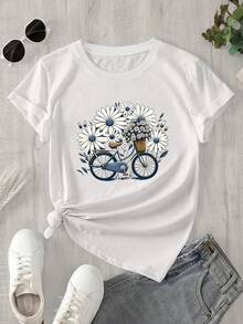 Camiseta de mujer para primavera y verano - Blanco - Ver 3