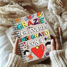 1pc A5 "Grazie Per Avermi Insegnato Con Il Cuore" Notebook, Italian Teacher Thank You Journal For Back To School,Notebook,Teacher Supplies,A5 Notebook,Study,School Stuff,Planner,Note Pads,Sketch Book - Colorful Graffiti - View 5