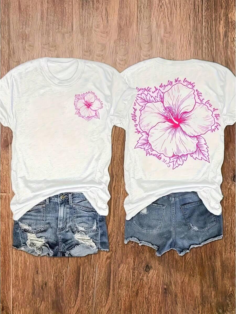 Summer Clothing, 1 Piece, Women's T-Shirt With Zion National Park Graphic, Utah Landscape, Summer Vacation Style, Short Sleeve T-Shirt, Casual, For Outdoor Hiking - 白色 1 - 查看 1