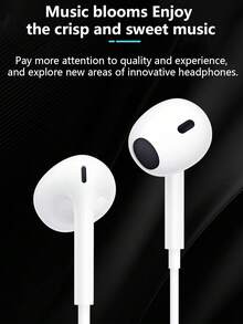 Type-C 有線入耳式耳機 HiFi 立體聲，附麥克風、音量控制、降噪，適合音樂愛好者、線上課程、遊戲、視訊通話、旅行 - 白色 - 查看 4