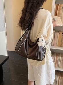 Matte Texture Large Capacity Fashionable Versatile Shoulder Bag, High-End Beach Bag, Tote Bag, Shopping Bag - Coffee - View 5