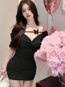Women Short Dresses - Black - View 1