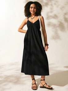 MEXEaselle Vestido de tirantes sólidoMEX 5JVS - Negro - Ver 3