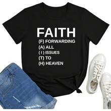 BLACKMYTH Camisetas gráficas para mujer, camisas de fe para mujer - Negro - Ver 5