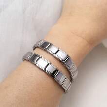Set Gelang Elastis Stainless Steel 18cm Isi 10 Buah/Set, Permukaan Halus, Gaya Minimalis, Dapat Disesuaikan, Dapat Diganti, Desain yang Dapat Dikustomisasi, Cocok untuk Pemakaian Sehari-hari Pria dan Wanita, Aksesori Pesta - Baja - View 4