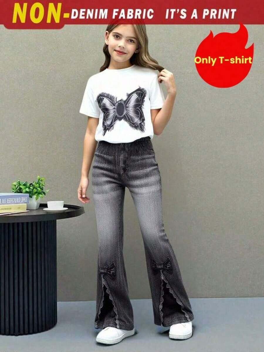Una camiseta de manga corta para mujer con estilo retro americano, de corte holgado y con diseño estampado (los pantalones son solo para sugerencias de estilo). Esta pieza sencilla y elegante presenta un patrón de letras impresas con temática tropical, lo que la convierte en un elemento imprescindible para crear un look relajado de vacaciones, perfecto para ocasiones como el Día del Trabajo y el Día de la Independencia de México. - Blanco - Ver 1