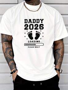 Men's&Women's Camiseta para Hombre y Mujer, Estilo Casual y Moderno, Estilo 'Dad', Colección 2026, Patrón de Huella de Bebé y Estrellas, Ropa Casual Diaria para Hombre Adulto, Estilo Urbano, Regalo para Vacaciones - Blanco - Ver 6