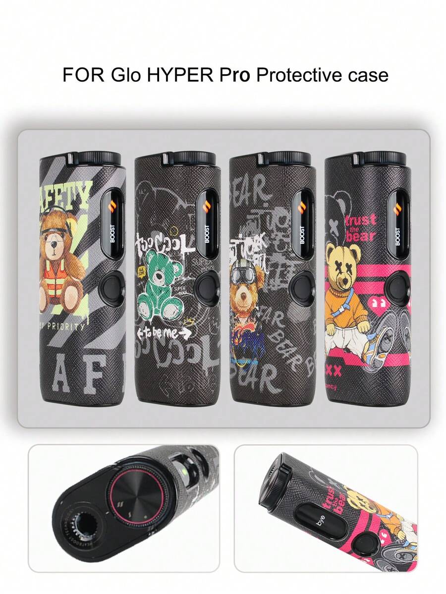 1個適用於 Glo HYPER Pro 個性化卡通熊保護殼,極簡時尚耐磨便攜保護套,孔位精準易安裝,優質 PU 皮革耐用材質,輕巧纖薄貼合裝置,有效緩衝撞擊,防摔酷感卡通熊圖案,多款圖案可選,輕鬆打造專屬裝置收納盒,方便攜帶,舒適防滑握感,適合日常旅行,時尚禮物 - Glo HYPER Pro 熊 - 查看 1