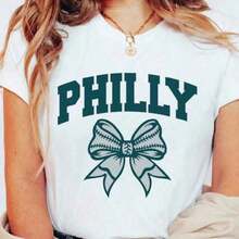 1 pieza de ropa de mujer; Camisetas de Verano, Camiseta Vintage de Filadelfia, Camiseta de Corte Holgado, Camiseta de Béisbol de Filadelfia, Phanatic, Camiseta de Béisbol de Filadelfia, Camisetas Oversize para Mujer, Camiseta de Manga Corta con Cuello Redondo de Corte Holgado para Mujer, Adecuada para Atuendos de Verano, 100% Algodón Puro ZN7J180g Algodón 100% - Blanco - Ver 10