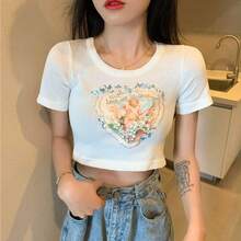 Camisetas Vintage Estéticas de Elegant Angels para Mujer con Gráficos de los 90 y Estilo Coreano - Blanco - Ver 6