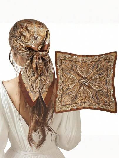 1 chiếc khăn trùm đầu in họa tiết phong cách Bohemian, băng đô cổ điển cho du lịch ngoài trời, phụ kiện tóc kiểu bandana dành cho nữ.