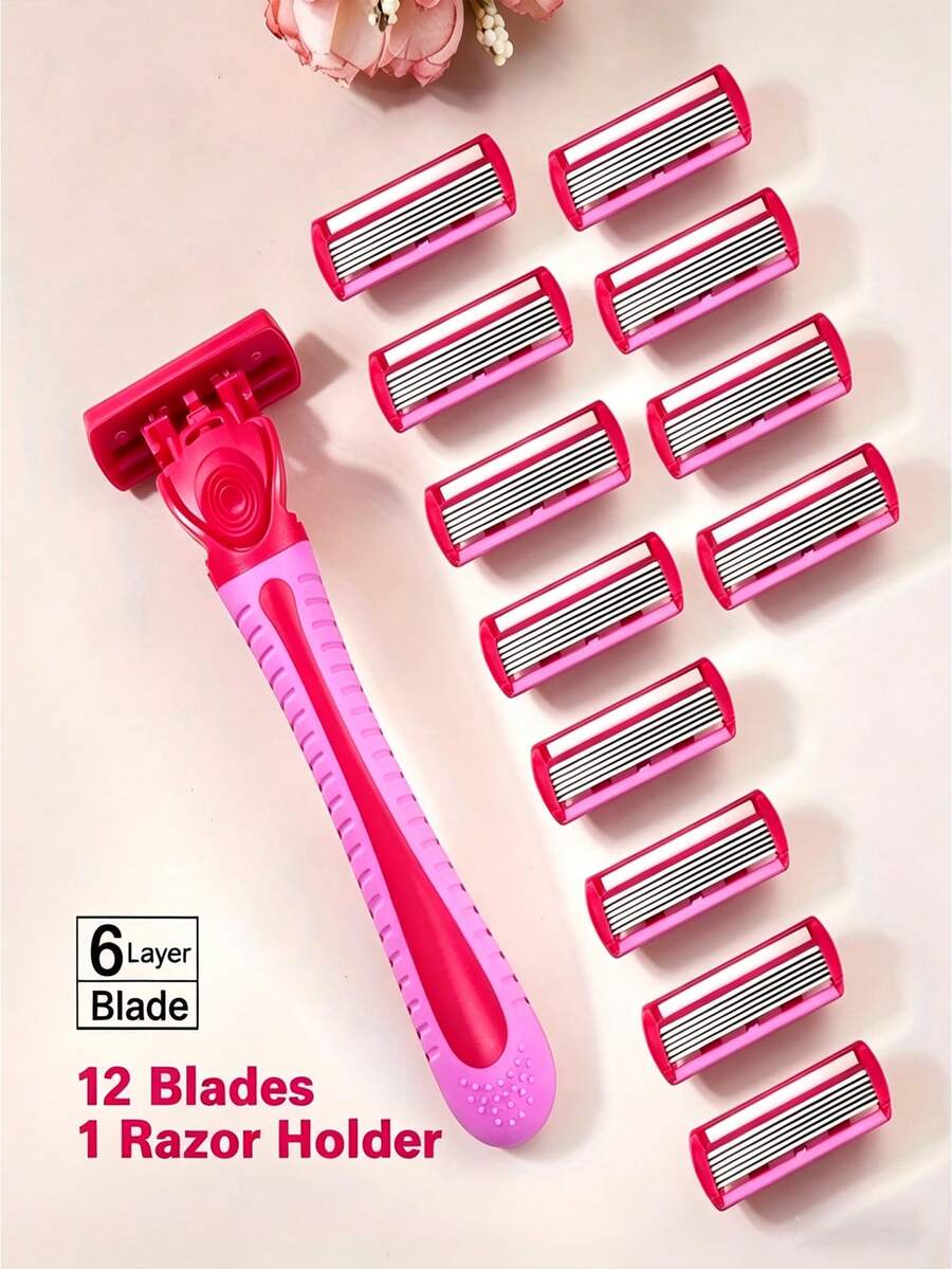 Women's 6-Layer Razor Blades 6/12/18/24pcs Safety Depilatory Razor Blades Shaving Razor Suitable For Armpit Hair Leg Hair Shaving Tool Body Grooming Razor Men's Shaving Razor Beard Razor Travel Premium Choice