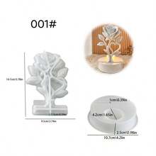 2件套树脂模具 - 玫瑰花内芯及圆形/方形烛台模具，适用于制作环氧树脂、石膏、蜡烛、香薰产品、家居装饰品 - 玫瑰花插件+燭台模具 - 查看 9