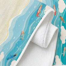 1pc/2pcs/4pcs Coastal Beach Print Towel, Super Soft Quick Dry Absorbent Towel, Surfboard Starfish & Ocean Wave Pattern, Machine Washable, For Kitchen & Bathroom Decor - Multicolor - View 4
