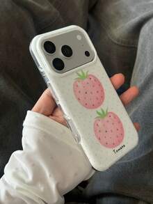 Creative Niche Gilded Star, Moon & Tomato Design Phone Case, Suitable For IPhone 17 Pro/17 Pro Max, New Arrival For IPhone 16 Pro/16 Pro Max, Cute & Shockproof Protection For IPhone 15 Pro - White - View 2