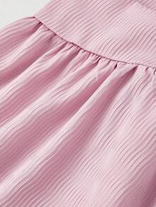 MOD Vestido corto asimétrico de cuello con lazo en color morado, para verano - Rosa - Ver 4
