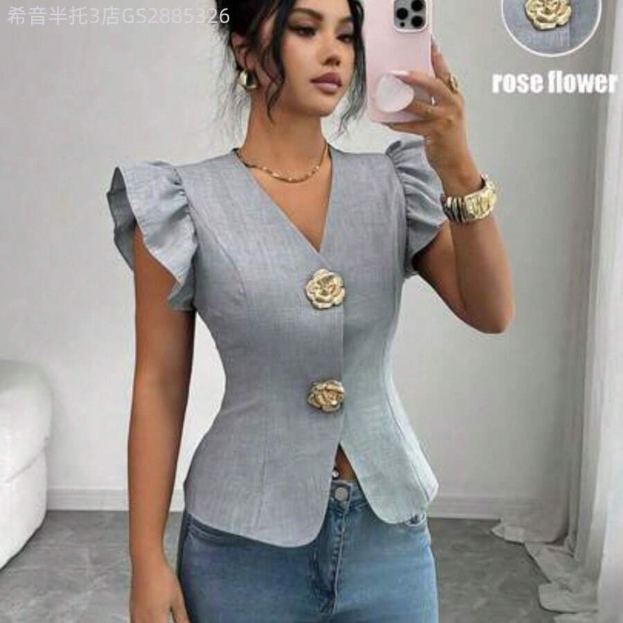 Women Blouses & Shirts - 灰色的 - 查看 1