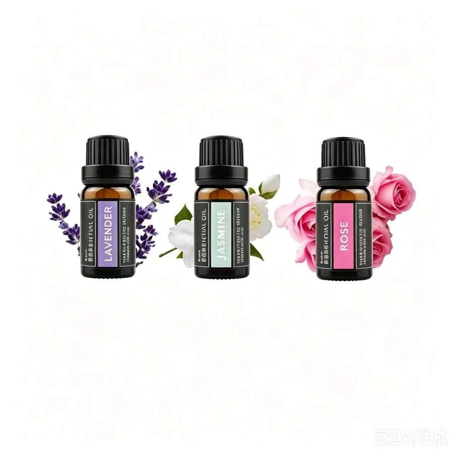 顶级芳香疗法精油礼盒套装 - 3 瓶,每瓶 10 毫升(薰衣草、玫瑰、茉莉) - 多樣化香型 - 查看 1