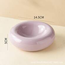 Large-Sized Doughnut-Shaped Ceramic Pet Bowl - Fashionable Snack And Water Bowl. Large-Capacity Non-Tip-Prone Simple Cat Food Bowl - Easy To Clean - Suitable For Small To Medium-Sized Pets - Wide-Edge Spill Prevention Design - Beautiful Pet Food Bowl - 100ml - View 11