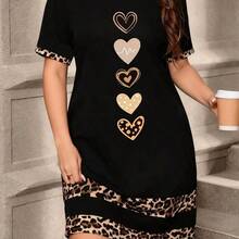 Nana's Women's Clothing Store  Vestido camiseta casual de mujer con cuello redondo y manga corta con estampado de corazones - Multicolor - Ver 2
