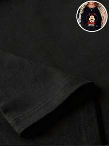 Camiseta de manga corta con cuello redondo y estampado para mujer. Perfecto para citas, desplazamientos diarios y salidas informales. Diseño clásico minimalista de cuello redondo, fácil de combinar y adecuado para todas las formas de cuerpo. - Negro - Ver 6