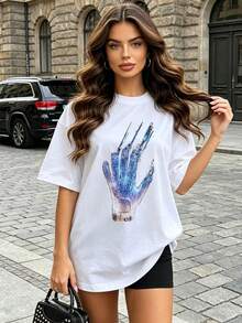 Camiseta de manga corta con cuello redondo suave y casual para mujer de verano |   Michael, Jk | Tops para salir, Estilo callejero europeo y americano, Casual deportivo, Estilo unisex, Estilo casual urbano, Tops bonitos, Generación Z, Curvas, Ropa Y2K, Camisetas divertidas, Tops de mujer, Conjuntos de vacaciones para mujer, Top lindo, Camiseta gráfica, Conjuntos de primavera, Camisetas holgadas, Ropa urbana retro, Estilo de los 90, Estilo de los 2000, Subcultura, Top negro, Tops blancos, Conjunto de fiesta de los 90. - Blanco - Ver 5