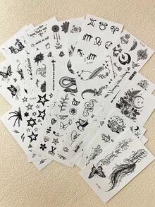30 Sheets Temporary Tattoo Stickers, Butterfly, Snake,Flower Tattoo Stickers For Men And Women, Waterproof Hand Tattoo, Finger Stickers - Black - View 5