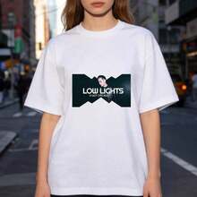 Camiseta gráfica para mujer G Eazy TYPE BEAT LOW LIGHTS, de algodón, casual, de manga corta, con cuello redondo, estilo minimalista, con estampado de anime/eslogan/banda, tela cómoda de elasticidad media, lavable a máquina - Versátil para el uso diario, deportivo o para ocasiones especiales. - Blanco - Ver 1