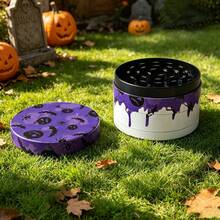 1 pieza, Molinillo de metal de 63mm, diseño de murciélago y calabaza en morado y negro, accesorio para fumar portátil y fácil de limpiar - Ver 3